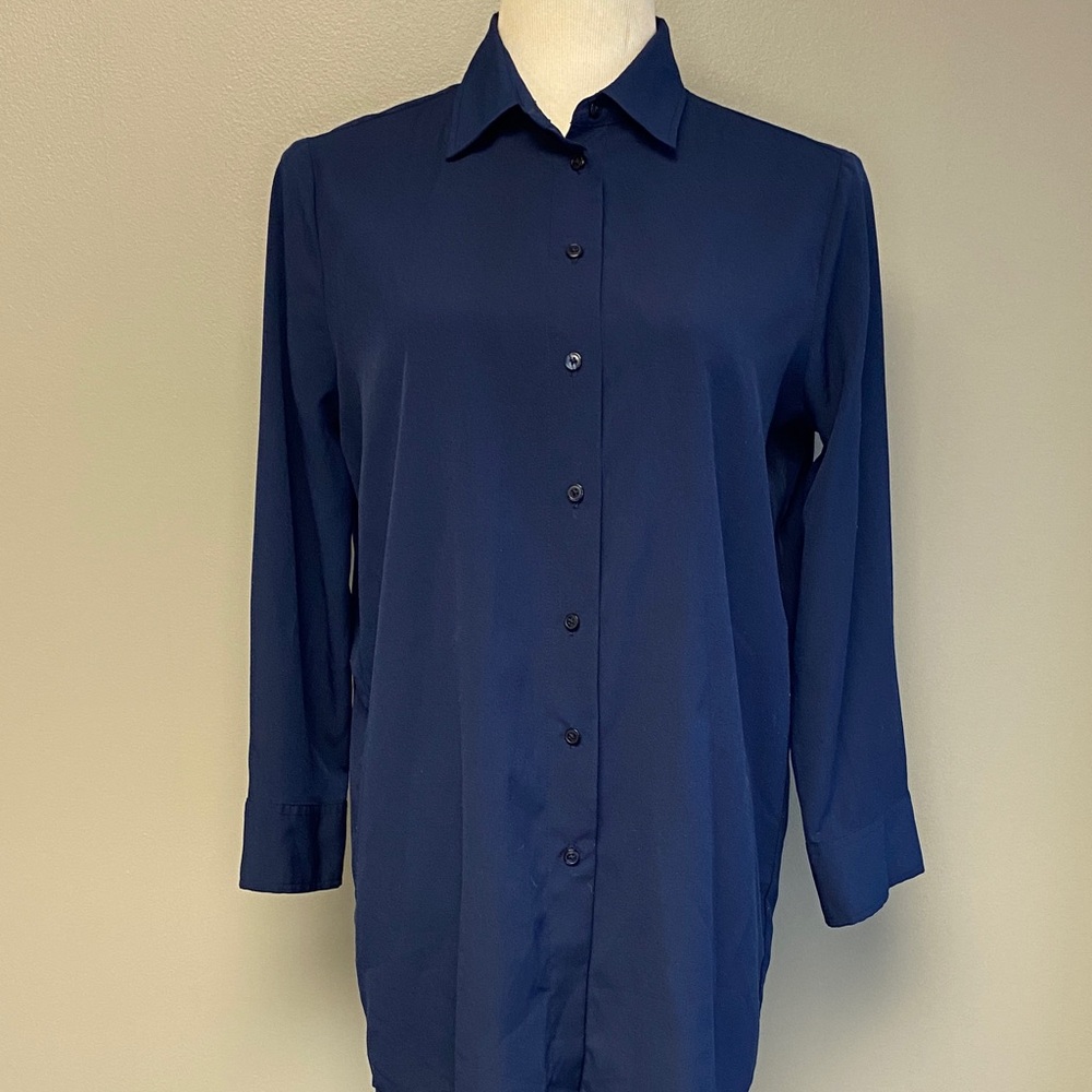 Banana Republic Navy Button-Front Blouse (S)